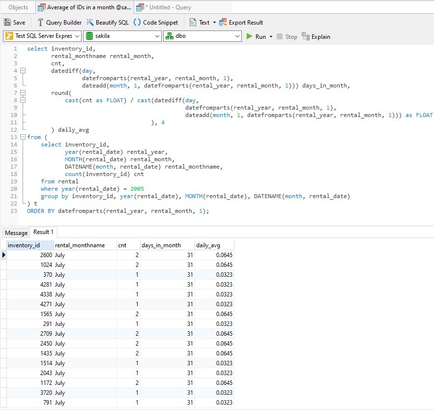 Calculating Average Daily Counts In SQL Server